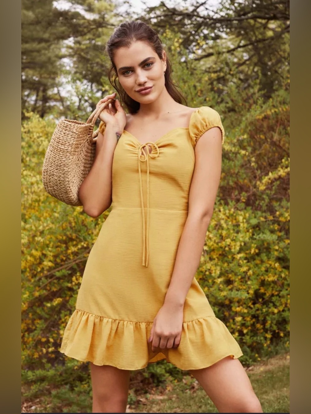 Urban Outfitters Yellow Keyhole Cotton Blend Summer Dress